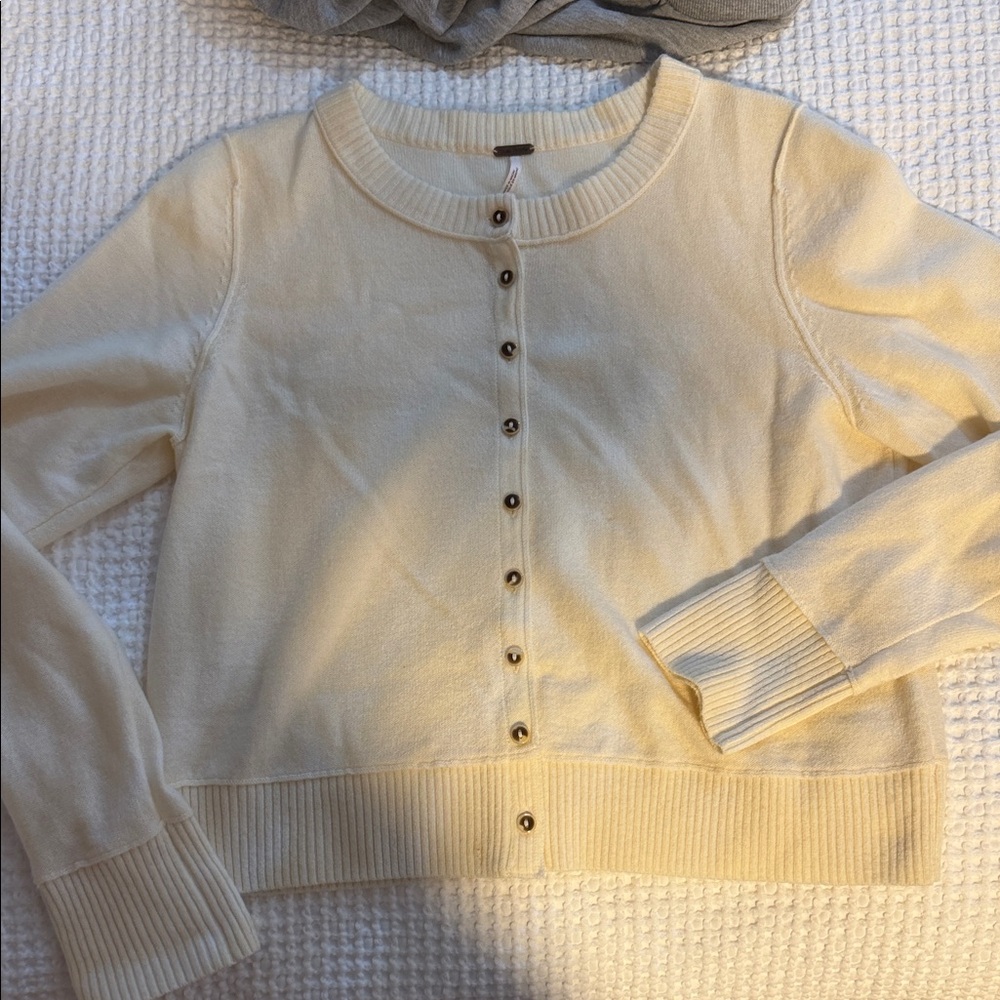 Cream free people cashmere Button-Up Women's Sweater